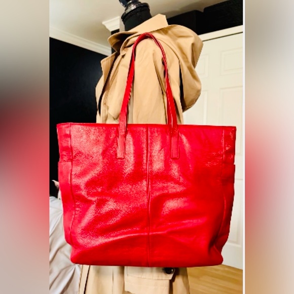 Express Handbags - Express Red Leather Tote Bag